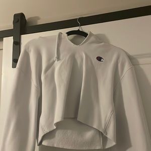 White Champion crop hoodie. Womens fit, size medium.
